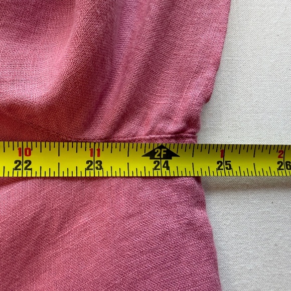 J.Jill 100% L Large Linen Tiered Seam Button Up Shirt Blouse Top Dusty Pink - Picture 9 of 16